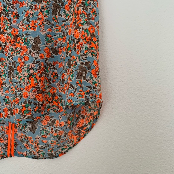 Mine Neon Lightweight Floral Contrast Zipper Tank - Picture 3 of 7